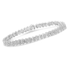Load image into Gallery viewer, .925 Sterling Silver 1.0 Cttw Chevron 2 Stone Arrow Link Tennis Bracelet (I-J Color, I3 Clarity) - 7â€