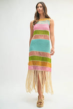Load image into Gallery viewer, Multi Color Fringed Crochet Knit Dress For Women – Crochet Knit Dress, Fringed Dress, Multi-Color Dress, Bohemian Knit Dress, Festival Dress