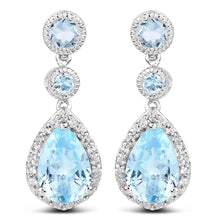 Load image into Gallery viewer, 9.46 Carat Genuine Blue Topaz & White Topaz .925 Sterling Silver Earrings