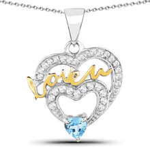 Load image into Gallery viewer, 0.44 Carat Genuine Swiss Blue Topaz and White Topaz .925 Sterling Silver Pendant