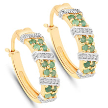 Load image into Gallery viewer, 0.80 Carat Genuine Emerald and White Topaz .925 Sterling Silver Earrings