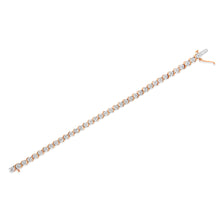 Load image into Gallery viewer, 14K Rose Gold Plated .925 Sterling Silver 1/4 Cttw Diamond Round Miracle Plate and "S" Link Tennis Bracelet (I-J Color, I2- I3 Clarity) - 7"