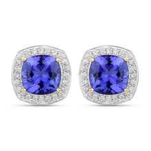 Load image into Gallery viewer, 5.98 Carat Genuine Tanzanite and White Diamond 14K Yellow Gold Earrings