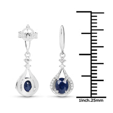 Load image into Gallery viewer, 0.86 Carat Genuine Blue Sapphire and White Diamond 14K White Gold Earrings