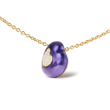 Load image into Gallery viewer, 18K Yellow Gold Blue Enamel 1/10 Cttw Round Pave Diamonds Heart Shape 18" Pendant Necklace (G-H Color, SI1-SI2 Clarity) - Adjustable up to 16" - 18"