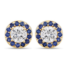Load image into Gallery viewer, 1.52 Carat Genuine Blue Sapphire and Lab Grown Diamond 14K Yellow Gold Earrings