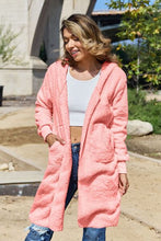 Load image into Gallery viewer, Red Double Take Full Size Hooded Teddy Bear Jacket with Thumbholes Ultra-Cozy & Stylish Comfortable Outerwear