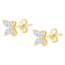 Load image into Gallery viewer, 14K White Gold 1/2 Cttw Marquise Diamond 8 Stone Floral Leaf Stud Earrings (H-I Color, SI1-SI2 Clarity)