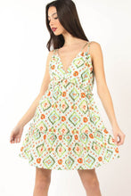 Load image into Gallery viewer, Floral Back Smocked Ruffled Mini Dress – Vibrant Floral Dress, Smocked Mini Dress, Ruffled Dress with Back Detailing, Playful Summer Dress, Feminine Mini Dress, Flirty Ruffled Dress, Boho Floral Dress