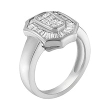 Load image into Gallery viewer, 14K White Gold 1.00 Cttw Baguette and Princess-Cut Diamond Cocktail Art Deco Style Ring (H-I Color, SI1-SI2 Clarity) - Size 7