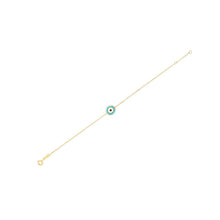 Load image into Gallery viewer, 14k Yellow Gold Blue Evil Eye Bracelet (1.00 mm)