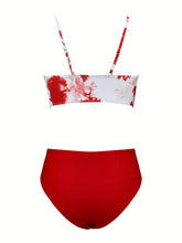 Load image into Gallery viewer, Coastal Flair V-Neck Bikini Set – Eye-Catching Random Print Two-Piece Chic Swimsuit with Spaghetti Straps High Cut Shorts and Ultra-Stretch Comfort – Women’s Summer Swimwear for Beach Days & Casual Poolside Vibes