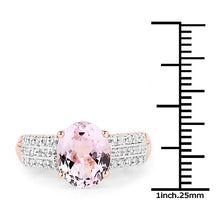 Load image into Gallery viewer, 14K Rose Gold Plated 3.27 Carat Genuine Kunzite Oval and White Zircon .925 Sterling Silver Ring Ring