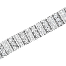 Load image into Gallery viewer, 14K White Gold 4 7/8 cttw Baguette & Round Brilliant-Cut Diamond Channel- & Prong-Set Tennis Bracelet (I-J Color, I1-I2 Clarity) - Size 7.25"