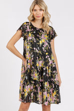 Load image into Gallery viewer, New Summer Flower Print Round Neck Flutter Sleeve Tiered Dress For Women – Feminine, Trendy, Romantic & Flattering Design