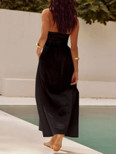 Load image into Gallery viewer, Black Ruched Halter Neck Midi Dress Sleek & Sophisticated Dress For Women
