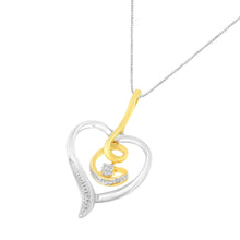 Load image into Gallery viewer, Espira 10K Two-Tone Yellow & White Gold .03 Cttw Diamond-Accented Round-Cut Diamond Swirl Open Heart 18" Pendant Necklace (I-J Color, I2-I3 Clarity)