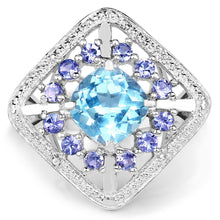 Load image into Gallery viewer, 4.24 Carat Genuine Blue Topaz and Tanzanite .925 Sterling Silver Ring