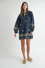 Load image into Gallery viewer, Embroidered Long Sleeve Peasant Mini Dress For Women – Embroidered Mini Dress, Long Sleeve Peasant Dress, Bohemian Dress, Casual Peasant Dress, Timeless Elegance Dress