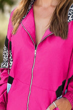 Load image into Gallery viewer, Colorful Women's Leopard Print Zip-Up Hooded Jacket Trendy Long Sleeve Outerwear with Pockets