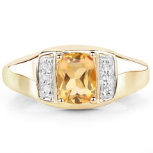 Load image into Gallery viewer, 14K Yellow Gold Plated 1.36 Carat Genuine Citrine & White Topaz .925 Sterling Silver Ring
