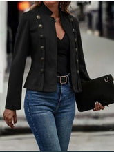 Load image into Gallery viewer, Decorative Button Open Front Long Sleeve Jacket – Elegant Casual Outerwear for Women