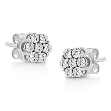 Load image into Gallery viewer, 14K White Gold 1/2 Cttw Prong Set Round-Cut Diamond Flower Stud Earring (H-I Color, I1-I2 Clarity)