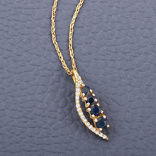 Load image into Gallery viewer, 0.40 Carat Genuine Blue Sapphire and White Diamond 14K Yellow Gold Pendant