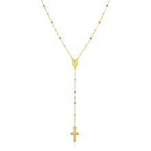 Load image into Gallery viewer, 14k Tri Color Gold Lariat Rosary Necklace
