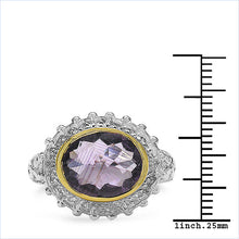 Load image into Gallery viewer, Two Tone Plated 4.36 Carat Genuine Amethyst & White Topaz .925 Sterling Silver Ring