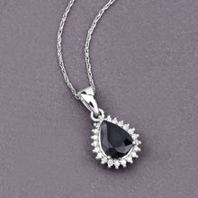 Load image into Gallery viewer, 2.09 Carat Genuine Blue Sapphire and White Diamond 14K White Gold Pendant