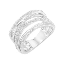 Load image into Gallery viewer, .925 Sterling Silver 1/4 Cttw Prong Set Round-Cut Diamond Bypass Ring (I-J Color, I1-I2 Clarity) - Size 7