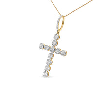 Load image into Gallery viewer, 10K Yellow Gold 5/8 Cttw Miracle Set Round Diamond Circle Link Cross Pendant Necklace for Men (H-I Color, SI1-SI2 Clarity) - NO CHAIN INCLUDED