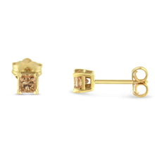 Load image into Gallery viewer, IGI Certified 3/8 Cttw Princess-Cut Square Diamond 4-Prong Solitaire Stud Earrings in 14K Yellow Gold (K-L Color, I1-I2 Clarity)