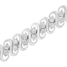 Load image into Gallery viewer, .925 Sterling Silver 1/4 cttw Round-Cut Diamond Double Row Wrapped S-Link Bracelet (I-J Color, I2-I3 Clarity) - Size 7.25"