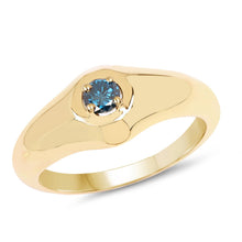 Load image into Gallery viewer, 14K Yellow Gold Plated 0.20 Carat Genuine Blue Diamond .925 Sterling Silver Ring