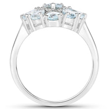 Load image into Gallery viewer, 1.89 Carat Genuine Aquamarine and White Topaz .925 Sterling Silver Ring