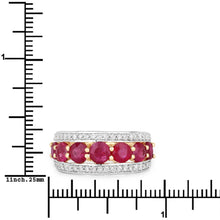 Load image into Gallery viewer, 3.24 Carat Genuine Ruby and White Diamond 14K Yellow Gold Ring