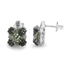 Load image into Gallery viewer, 2.91 Carat Genuine Green Amethyst, White Sapphire & Green Diamond .925 Sterling Silver Earrings