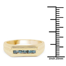 Load image into Gallery viewer, 14K Yellow Gold Plated 0.25 Carat Genuine Blue Diamond .925 Sterling Silver Ring