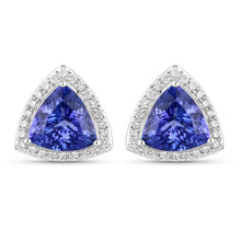 Load image into Gallery viewer, 4.62 Carat Genuine Tanzanite and White Diamond 14K White Gold Earrings