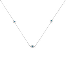 Load image into Gallery viewer, Sterling Silver Treated Blue Color Diamond Station Necklace (1/2 cttw, Blue Color, I2-I3 Clarity)