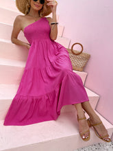 Load image into Gallery viewer, Smocked Single Shoulder Sleeveless Dress Stylish & Comfortable Summer Long Dress Lightweight Dress