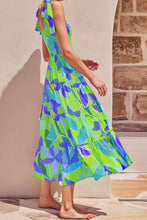 Load image into Gallery viewer, Long Floral Tie-Shoulder Smocked Midi Dress Perfect For Vacation & Summer Days