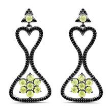 Load image into Gallery viewer, 6.93 Carat Genuine Peridot and Black Spinel .925 Sterling Silver Earrings