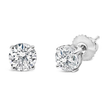 Load image into Gallery viewer, 14K White Gold 2.00 Cttw Lab Grown Round Brilliant-Cut Diamond Classic 4-Prong Stud Earrings with Screw Backs (F-G color, VVS2-VS1 Clarity)