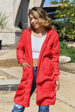 Load image into Gallery viewer, Red Double Take Full Size Hooded Teddy Bear Jacket with Thumbholes Ultra-Cozy & Stylish Comfortable Outerwear