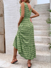 Load image into Gallery viewer, Vintage Printed V-Neck Tie Waist Midi Dress Lightweight Trendy & Elegant Dress for Women