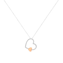 Load image into Gallery viewer, 10KT Two Tone Gold 1/6 cttw Diamond Floating Heart Pendant Necklace (K-L, I1-I2)