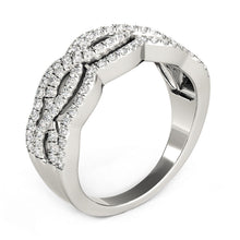 Load image into Gallery viewer, Diamond Studded Ring with Four Curves in 14k White Gold (5/8 cttw)